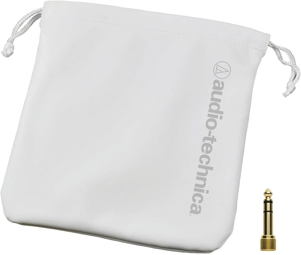 Audio Technica ATH-M50X White Professional Studio Monitor Headphones Wired Bundle with 3 Detachable Cables, 25ft Headphone Extension Cable, Adapter, Pouch and Instrument Polishing Cloth