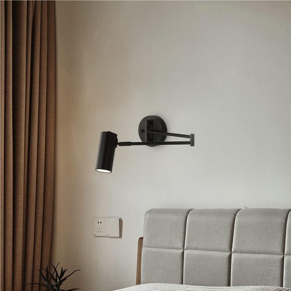 E27 Foldable Wall Sconce Golden Wrought Iron Wall Lamp Modern Wall Mount Light Fixture for Bedroom Bedside Study and Reading Nook(Gold)(Black)