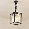 Braiton Modern Mini Crystal Chandelier Wrought Iron Frame with Glass Crystals Pendant Lights Bathroom Corridor Cafe bar Porch Interior Lighting,Black,2 Light