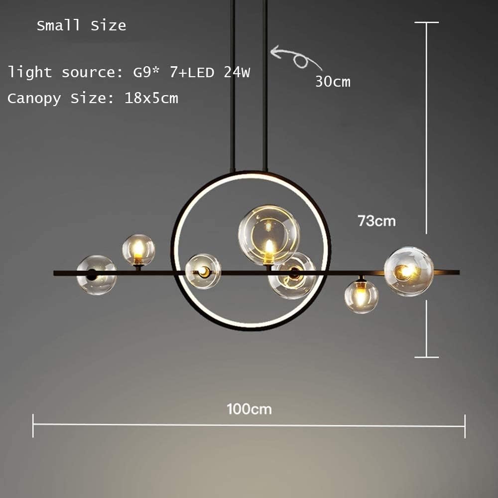 7 Light Sputnik Chandelier Wrought Iron LED Pendant Light Postmodern Glass Bubble Golden Black Round Ceiling Light Fixture for Kitchen Living Room Dining Room Bedroom G9 Bulb