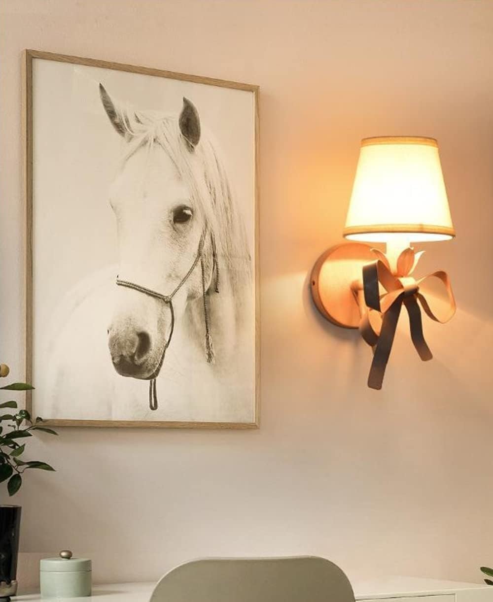 Wall Lighting Fixtures - Bow Ties Wall Sconces Wrought Iron Fabric Lampshade Wall Lamp Wall Mounted Lighting Fixture Compatible with Bedroom Living Room Aisle 's Room Bathroom Vanity Mirror Light