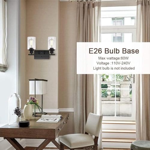 Retro Industrial Glass Lampshade Wall Lamp, E27 Indoor Mirror Light, Wrought Iron Corridor & Bathroom Decor, Vintage Style Aisle Lighting Fixture