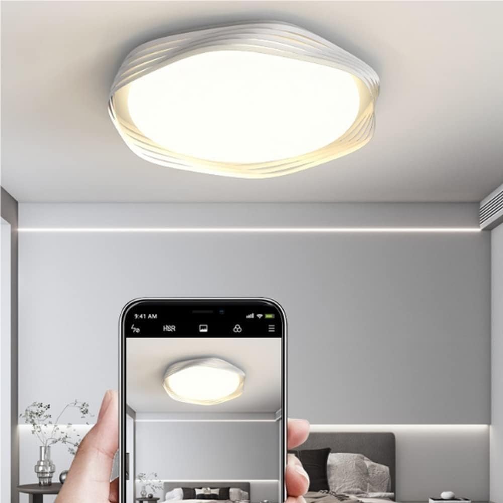 Modern Flush Mount Ceiling Light Fixtures Irregular White Wrought Iron Ceiling Lights Acrylic Shade Ceiling Lamp for Bedroom Laundry Room Bathroom Living Room