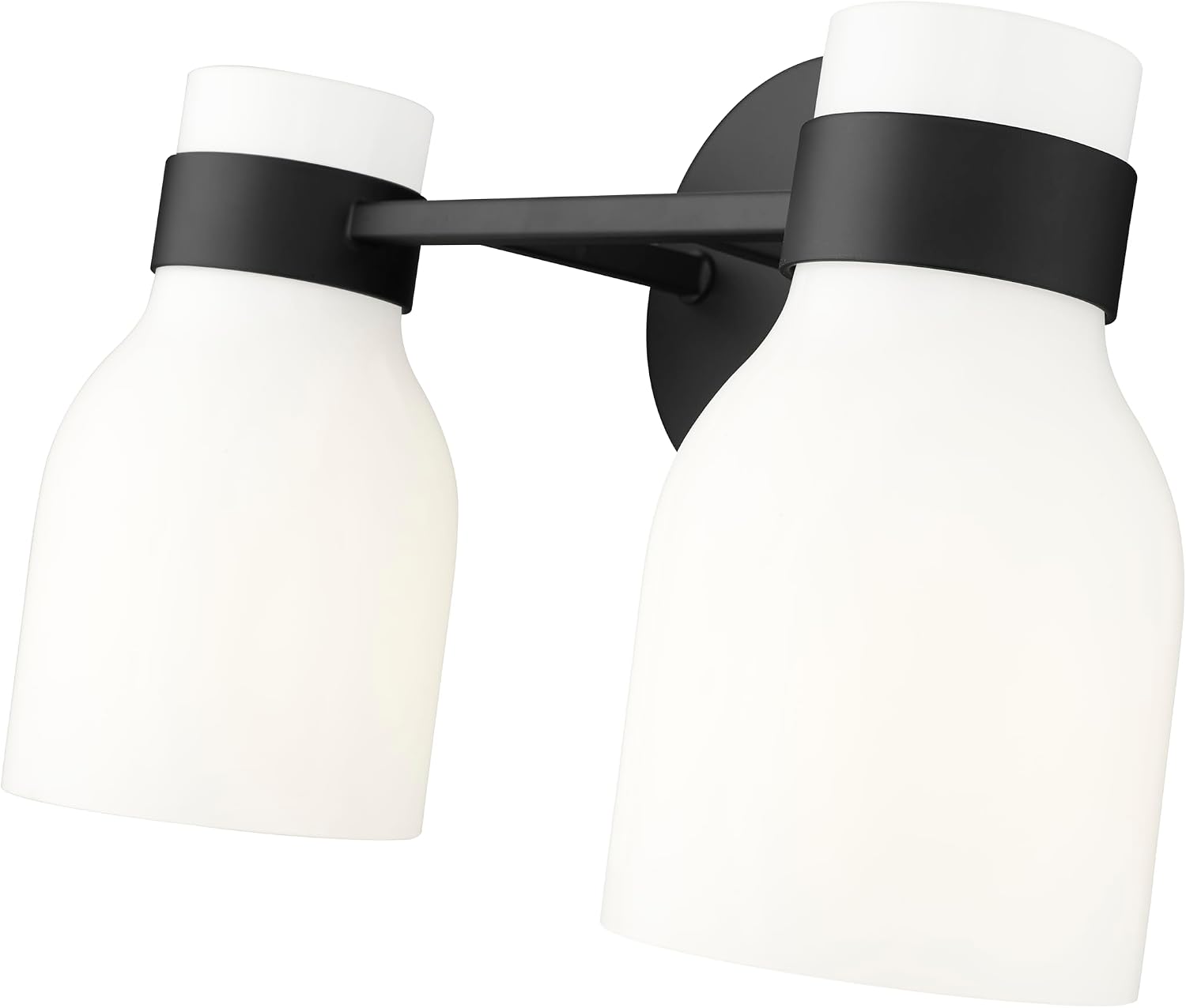 ML Lighting | Corella Collection | 23002-MB | Indoor 2 Light Vanity in Matte Black with Opal Shiny Glass Shade | Elegant and Versatile Design for Any Bathroom