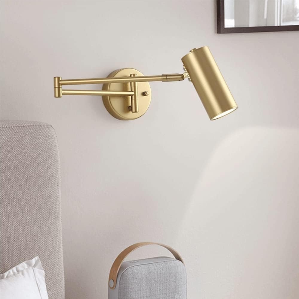 E27 Foldable Wall Sconce Golden Wrought Iron Wall Lamp Modern Wall Mount Light Fixture for Bedroom Bedside Study and Reading Nook(Gold)(Gold)
