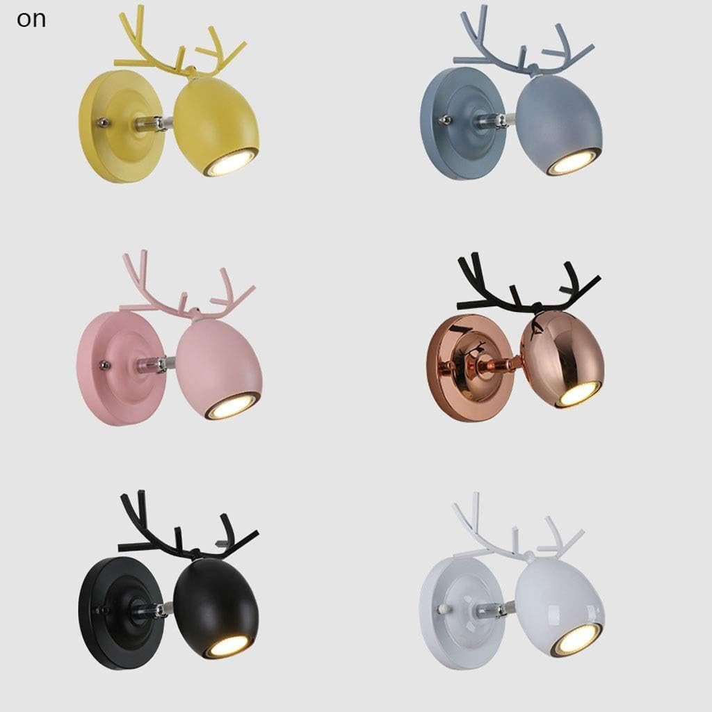 Wall Light Wrought Iron Wall Lamp Nordic Creative Antlers Light Bedroom Sconce for Living Room Bedside Dining Fixtures Decor(Rose Gold)