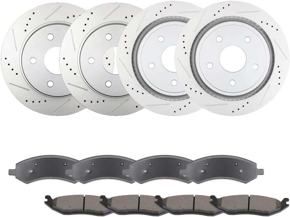 SCITOO (Front 336 mm Rear 352 mm) Brake Rotors (5 Lugs) and Pads Kits Fit For Chrysler Aspen 2007-2009,For Dodge For Durango 2007-2009,For Dodge Ram 1500 2006-2010,For Ram 1500 2011-2018