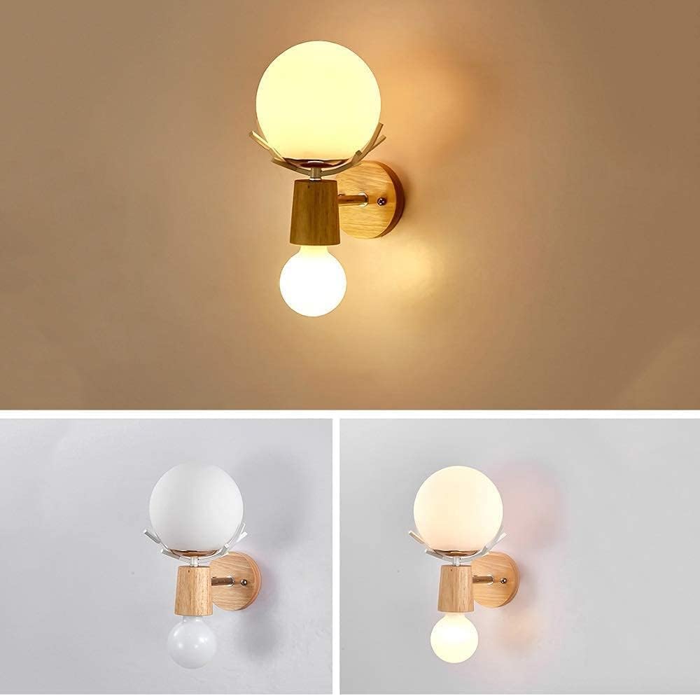 Modern Chandelier Light Fixture Wall E27 Lamp Wrought Iron Personality Bedside Bedroom Aisle Staircase Corridor(White)