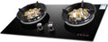 NIKKHO Gas Stove 2 Burners,Built-in Black Glass Gas Hob with Timer and Flame Failure Protection,NG/LPG Convertible,Desktop/Embedded Pulse Ignition (Color : LPG), 54768