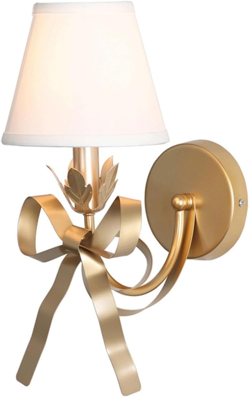 Modern Wall sconces Lights ing Fixtures Creative Bow Ties Wrought Iron Fabric Lampshade Lamp Mounted ing Fixture for Bedroom Living Room Aisle 's Room Bathroom Vanity Mirror (C