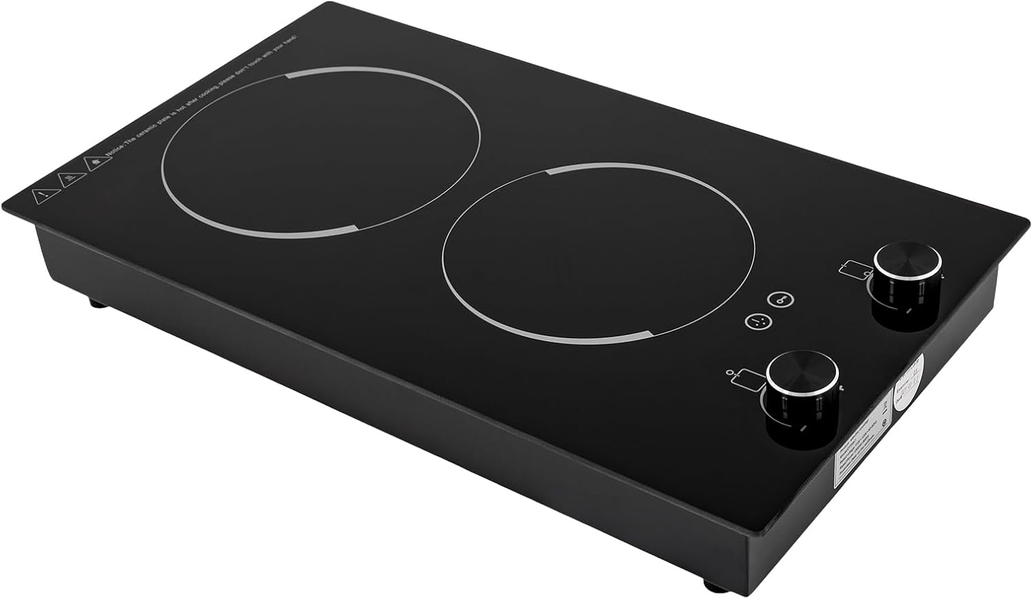 Induction Cooker 2-Head 2100W Touch-Control 9 Power Gears Electric Cooktop Adjustable Temperature & Timer Setting Countertop & Built-In Ceramic Cooker For Kitchens