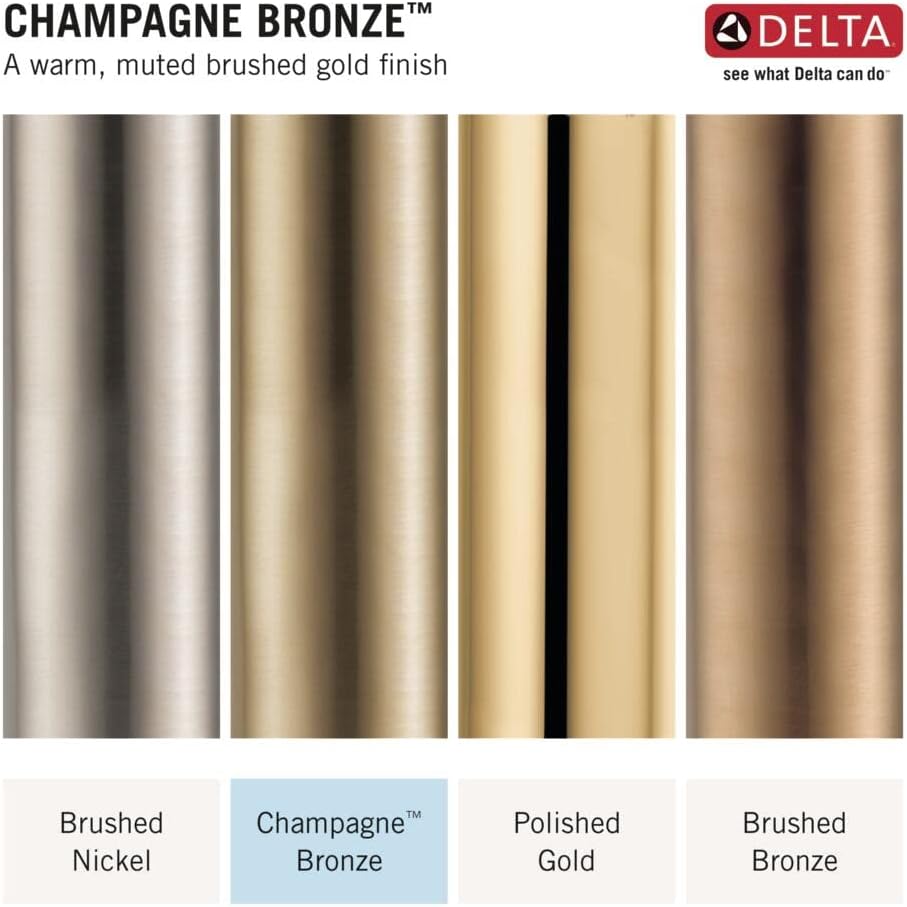 Delta Vero 14 Series Rain Shower Faucet Set, Brushed Gold Shower Head and Handle Set, Valve Trim Kit, Champagne Bronze T14253-CZ-WE (Valve Not Included)