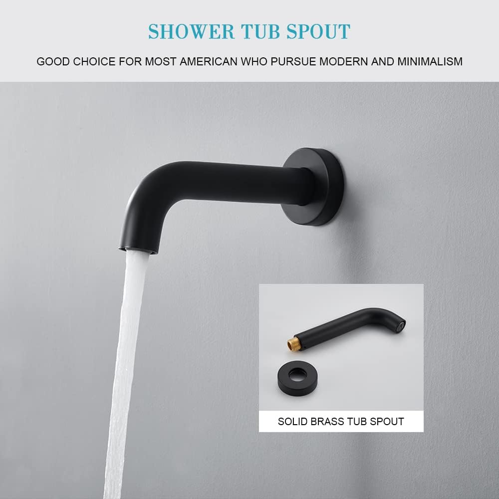 TIPOK Black Shower System with Tub, Matte Black Shower Faucet has 12 Inch Rain Shower Head Bathroom Shower Head System Set include Valve and Tub Set