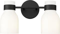 ML Lighting | Corella Collection | 23002-MB | Indoor 2 Light Vanity in Matte Black with Opal Shiny Glass Shade | Elegant and Versatile Design for Any Bathroom