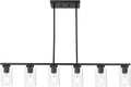 TODOLUZ Black 6-Lights Kitchen Island Light with Clear Glass Shades, Farmhouse Hanging Pendant Light Fixture for Farmhouse Dining Room Living Room
