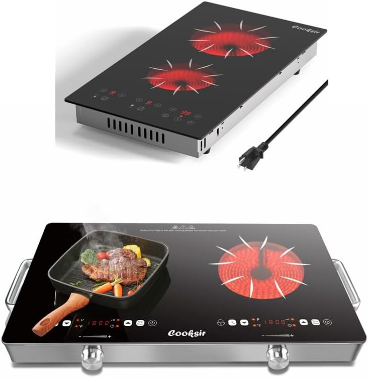 2 Burner Electric Cooktop 24 Inch and 12 Inch