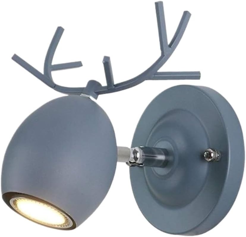 Wall Light Wrought Iron Wall Lamp Nordic Creative Antlers Light Bedroom Sconce for Living Room Bedside Dining Fixtures Decor(Blue)