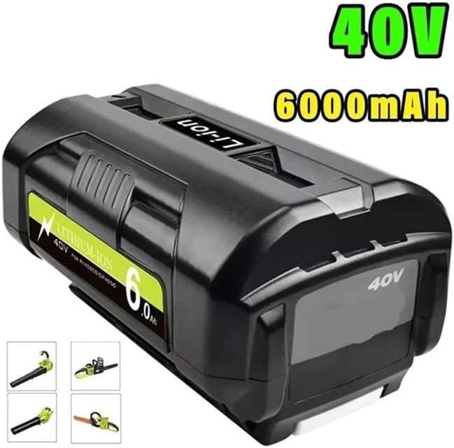 6.0Ah 40V Compatible For Ryobi RY40502 RY40200 40V OP4050 OP4026 OP40401Li-Ion Rechargeable Battery，(5000mAh)