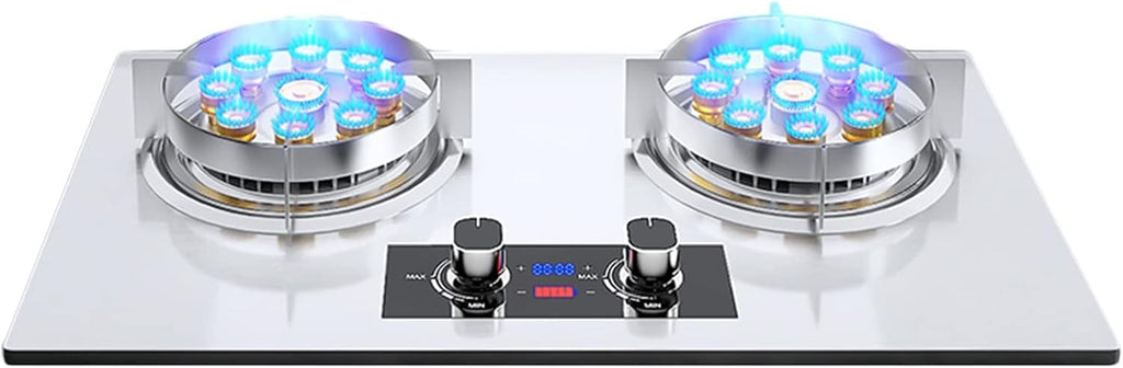 Gas Stove,17760 BTU Stainless Steel Tabletop/built-in Gas Cooktop 2 Burners,Nine-chamber High Flame,Timer Off LPG/NG (Size : NG)