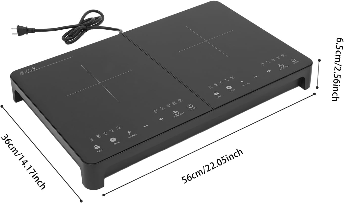 Double Induction Cooktop, 110V Electric Induction Cooktop with 2pcs 2000W Burners, LED Sensor Touch Energy-Saving Stove Top with Child Safety Lock & Timer