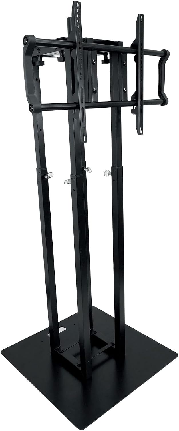 Rockville RTP33-TV Black Totem DJ Speaker/Lighting Stand, Detachable TV Mount, Adjustable Height, Stable Base, for DJs and Event Professionals