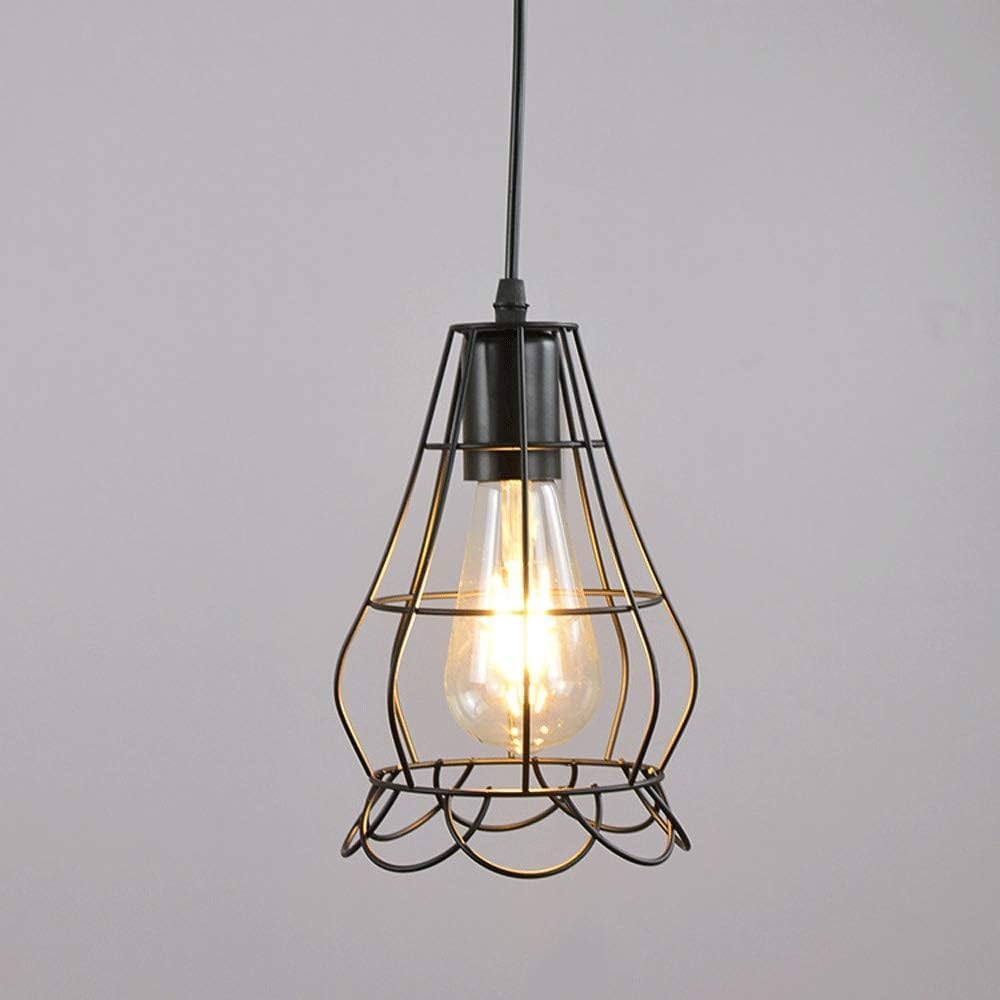 LED Pendant Lamp LED Modern Chandelier Lamp Industrial Pendant Light Metal Wrought Iron Single Head Black Cord Light Fixture,Hallway