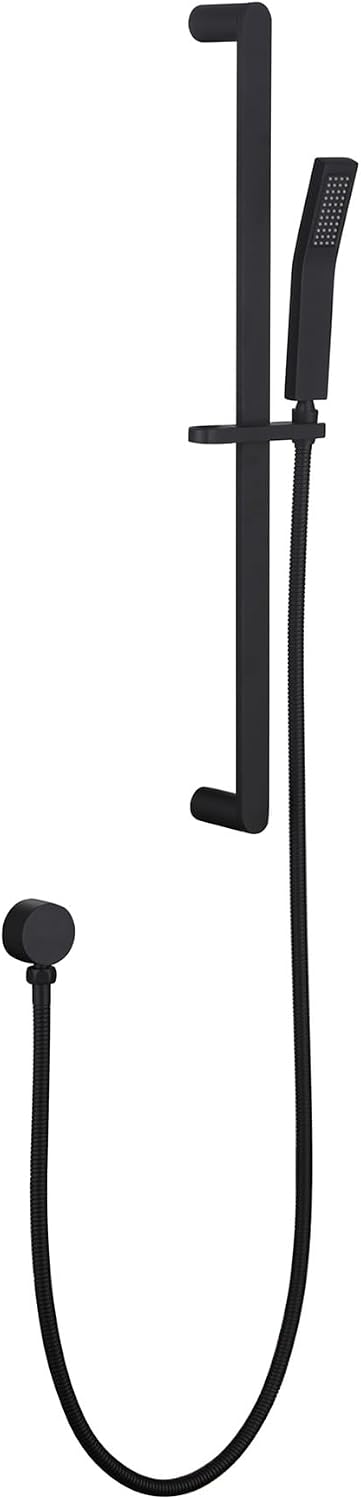 Shower Slide Bar Handheld Shower Head with Hose, Bathroom Showerhead with Handle Spray, High Pressure Shower Slide Bar Height Adjustable with 59.06 Inch Stainless Steel Hose Matte Black