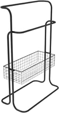 Free Standing Towel Rack, Pool Wrought Iron Towel Rack Standing Dirty Laundry Basket Bathroom Large Storage(Black)