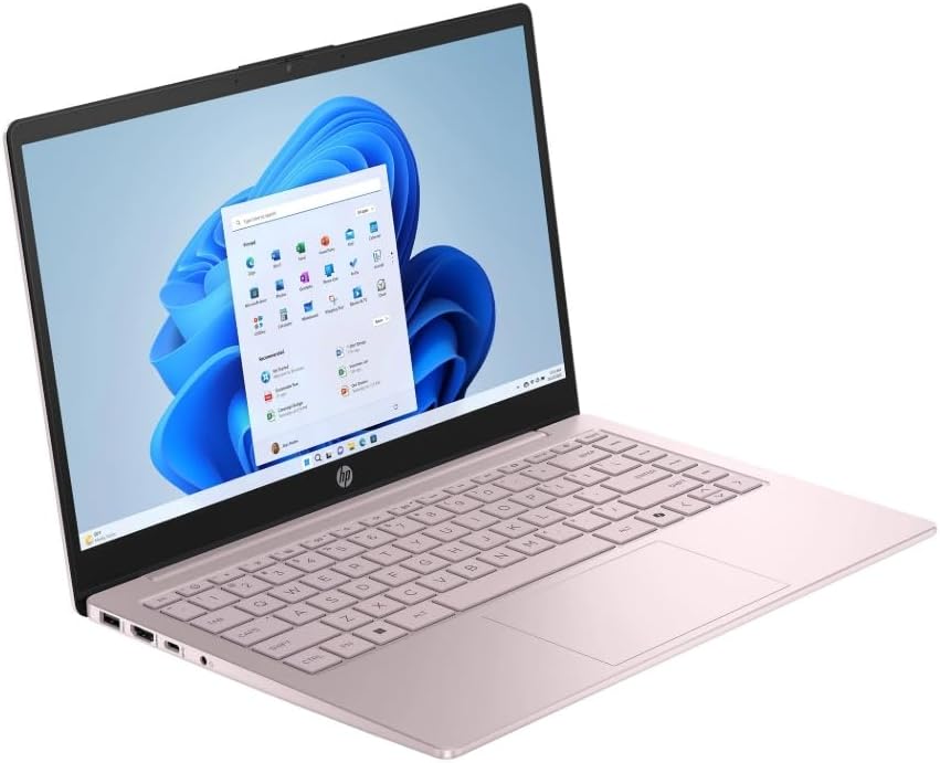 HP Student Laptop, Intel Processor N150(up to 3.6 GHz), 14 Inch LED Screen,8G RAM, 256GB Storange (128GB UFS+128GB MSD),One Year Office 365, Windows 11 Home,w/YYY Bundle,Pink