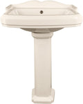 DeerValley 23x19 Inch Bone Colored Pedestal Sink Combo with Overflow and Single Faucet Hole, Ceramic Bathroom Vanity Sink, Model DV-1P522BN01