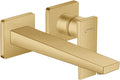 hansgrohe Metropol Modern 1-Handle 2-Hole 5-inch Tall Wall Mounted Bathroom Faucet in Brushed Gold Optic, 32526251