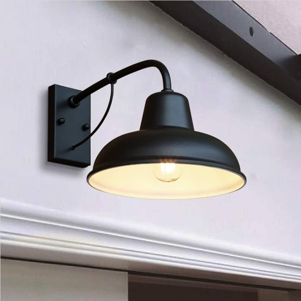 Industrial Farmhouse Wall Sconces American Style Vintage Wall Lighting Fixtures with E26 Sockets Outdoor Wrought Iron Wall Lamps for Balcony Garage Barn Garden(Matt Black)