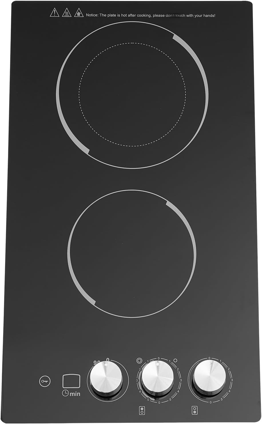 Electric Ceramic Cooktop, Built-In 2 Burners Electric Cooktop, 1700W Countertop Electric Cooktop Stovetop with Kid Safety Lock, LED Display Screen, Timer, and 5 Gears