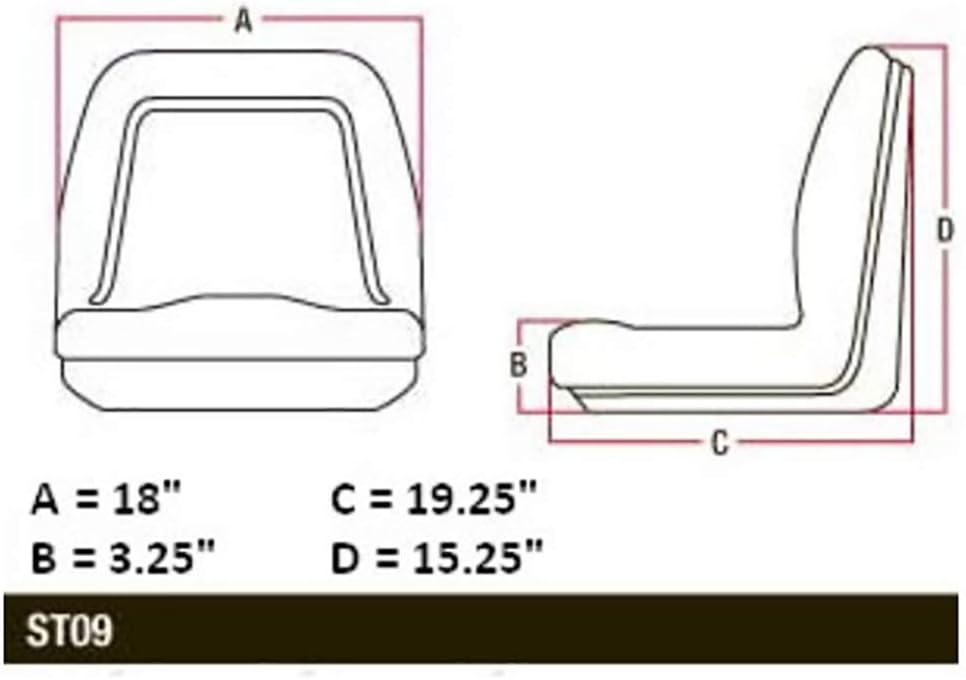 TM333BL Universal Lawn Mower Michigan Style Seat Fits Ford/New Holland Tractors