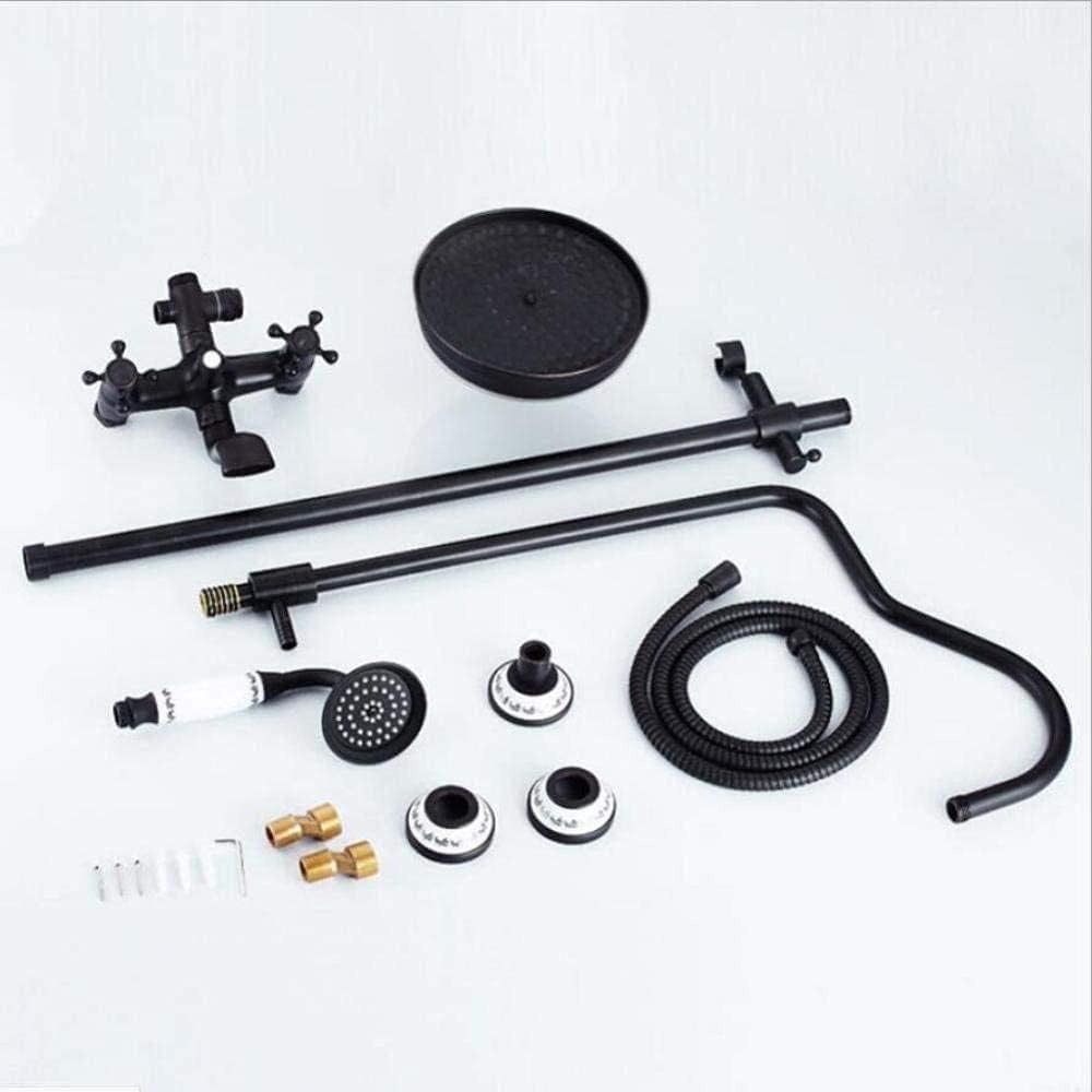 Shower Set Continental Vintage High-End Comfortable Bathroom Black Bronze Round Type Rubber Top Spray Handheld Top Spray Hot and Cold Dual Use Shower Set