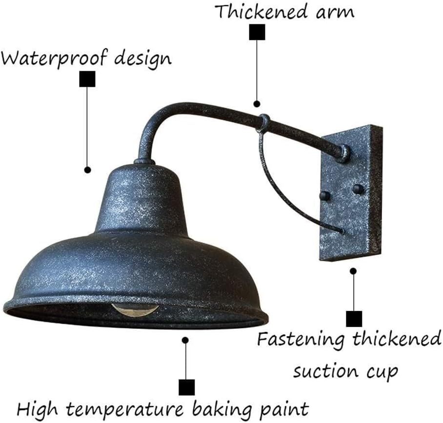 Industrial Farmhouse Wall Sconces American Style Vintage Wall Lighting Fixtures with E26 Sockets Outdoor Wrought Iron Wall Lamps for Balcony Garage Barn Garden(Silver Gray)