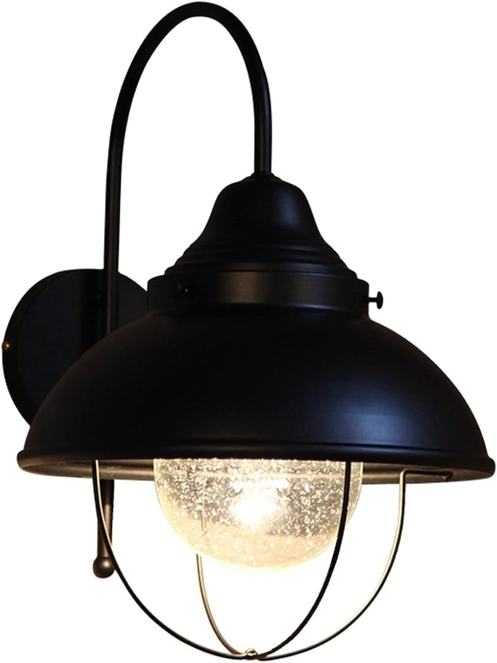 Wall Lights , Modern Wall Sconce, European Wall Light Black Retro Loft Glass Shade Wall Light Fixture V-intage Industrial Wrought Iron Wall Lamp Corridor Garage E-dison E27 Wall Sconce Barn Lighting