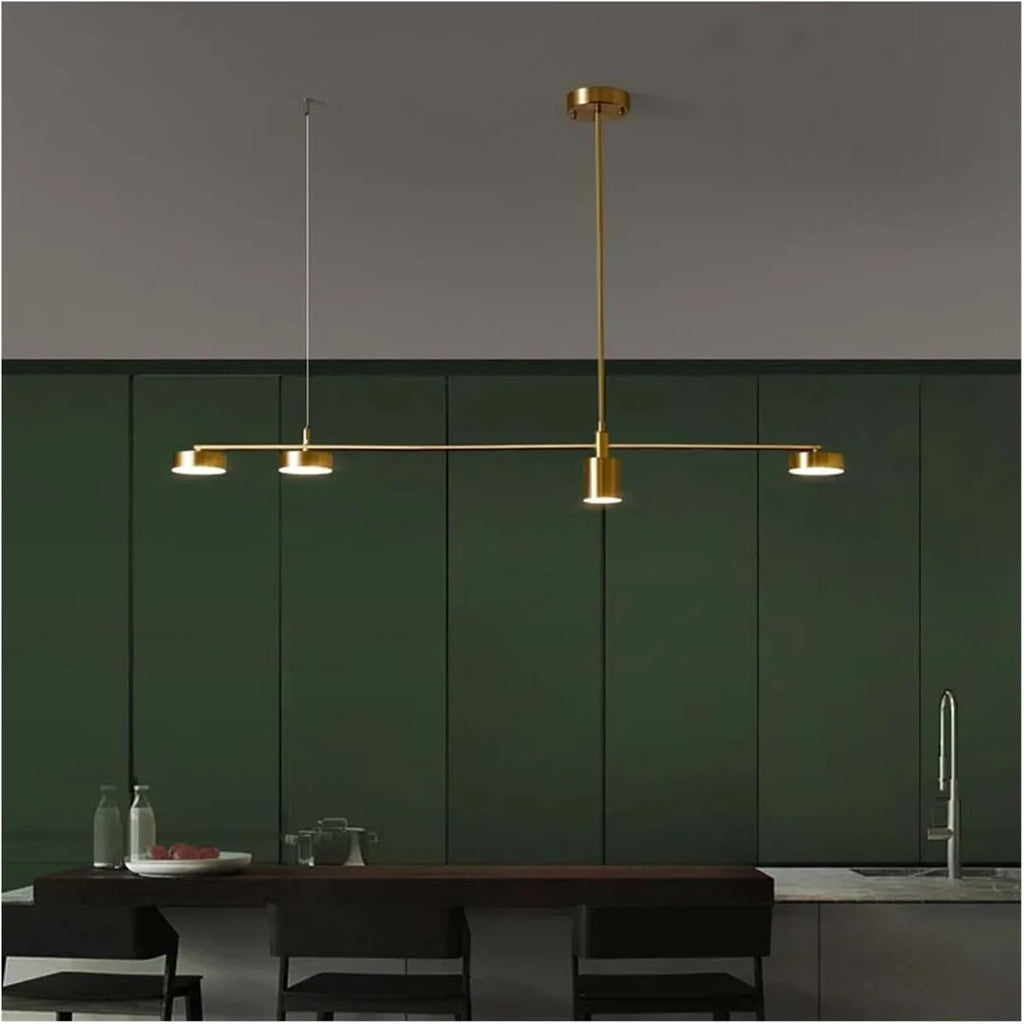 Wrought Iron led Chandelier Modern Black Gold Long Strip 4 Lights Dining Room Kitchen bar - Hanging Light fixtures, Single Chandelier