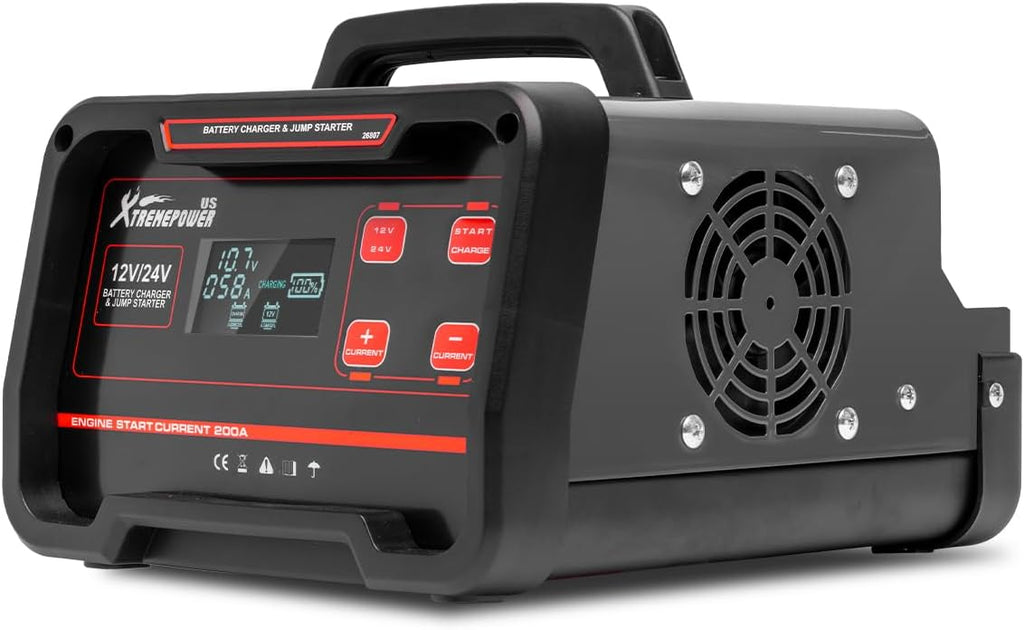 XtremepowerUS 75A Battery Charger 12V/24V Car Motorcycles Battery Charger Booster Mode, 7 Stage Charging, Battery Maintainer Trickle Charger