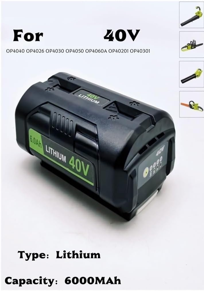 LINGYUE 40V 6.0AH High Performance Replacement Lithium-Ion Battery Compatible for Ryobi Lawn Mowers Power SourceOP4040 OP4050