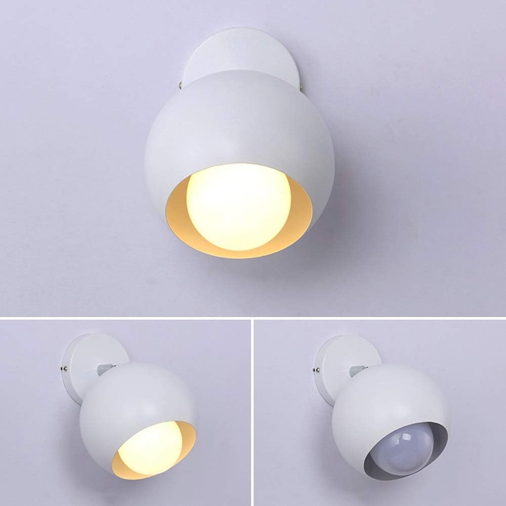 Wall lamp, Clothing Store Coffee Shop 180 Degree Adjustment Wrought Iron Wall Light Fixtures Bedroom Study Girl Room Wall Sconces E27 Screw Aisle Corridor Decorative Lighting Wall Lamp(White)