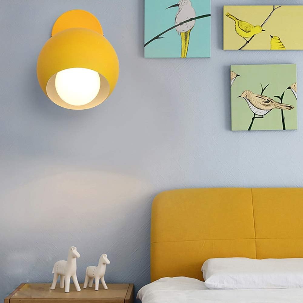Wall lamp, Clothing Store Coffee Shop 180 Degree Adjustment Wrought Iron Wall Light Fixtures Bedroom Study Girl Room Wall Sconces E27 Screw Aisle Corridor Decorative Lighting Wall Lamp(Yellow)