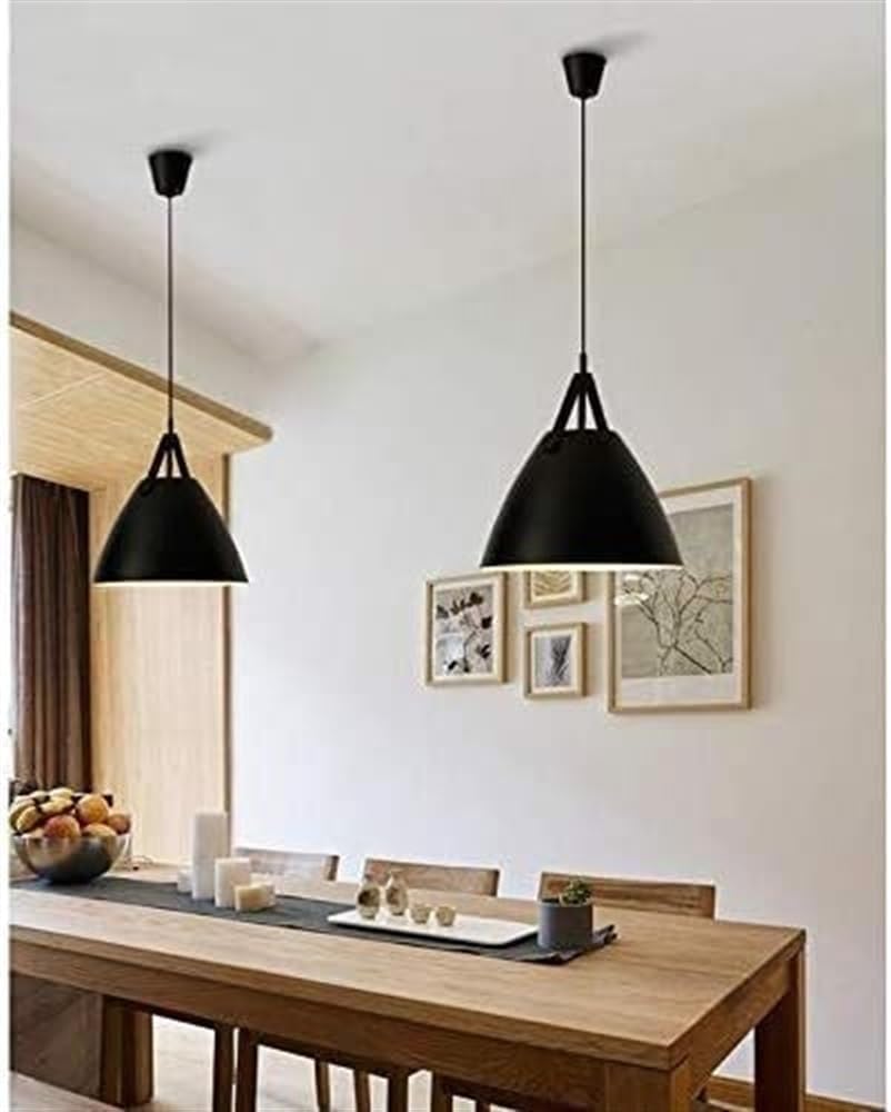 OJRGG Scandinavian Modern Pendant Light Single Head Adjustable Chandelier Wrought Iron Ceiling Light Fixture for Kitchen Island Dining Room Bedroom Hallway Bar Living Room Hanging Light(Black,36cm)