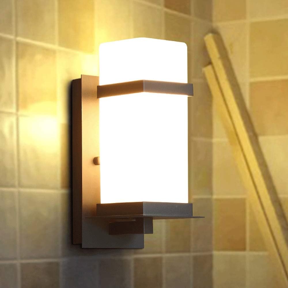 Wall Lights, Outdoor Patio Waterproof Wall Sconce Light Fixtures Square Metal Wrought Iron Glass Single Head Wall lamp Exterior Wall Lamp Light in Black Finish for Exterior House Porch