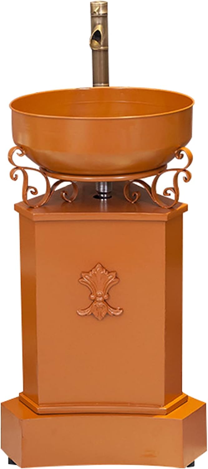 Free Standing Bathroom Vanity Unit, Industrial Style Wrought Iron Sink Bathroom Cabinet with Faucet and Drain 16.9 x 33.4 in,Orange