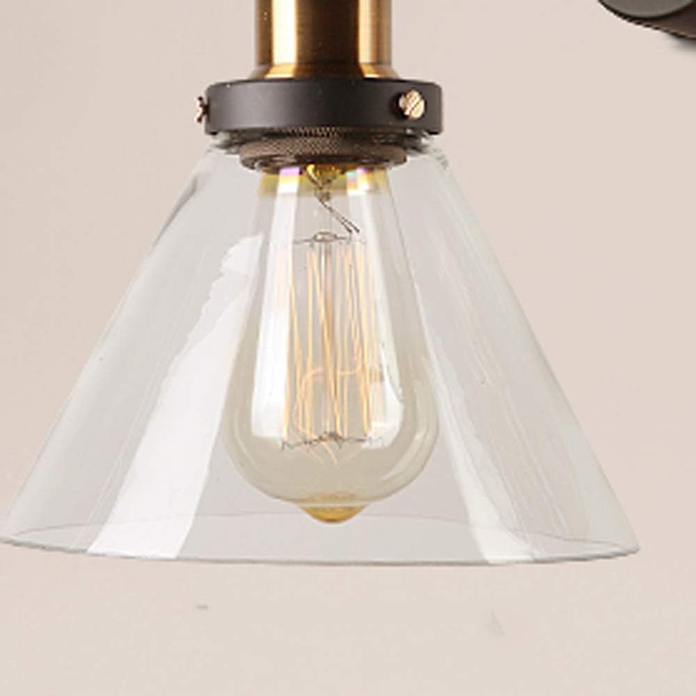 Wall Mounted Light Conical Glass Lampshade LED Wall Lamp Wrought Iron Black Nordic Modern Minimalist Creative Personality Wall Lamp Bedroom Bedside Aisle Living Room Bathroom Mirror Front Light
