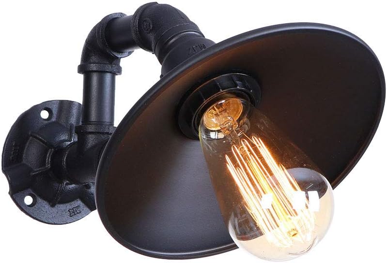 Steam Punk Loft Industrial Sub Black Water Pipe Retro Wrought Iron Wall Lamp Vintage Button Switch E27 Sconce Lights House Restaurant Aisle Lighting Fixtures Luz