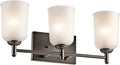 Kichler Shailene 21' 3-Light Bathroom Vanity Light Fixture with Satin Etched Glass in Olde Bronze for Mirror Lighting, Modern Transitional Wall Mount (21' x 8.25' x 21'), 45574OZ