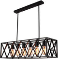 Industrial Hanging Light/Retro Hanging Lamp/Adjustable Hanging Light Fixtures/E27/Wrought Iron/Ceiling Chandelier/Island Lightt/Dining Room/Cafe/Bar/Hotel/Internet Cafe/Loft(Black, 6-Light)