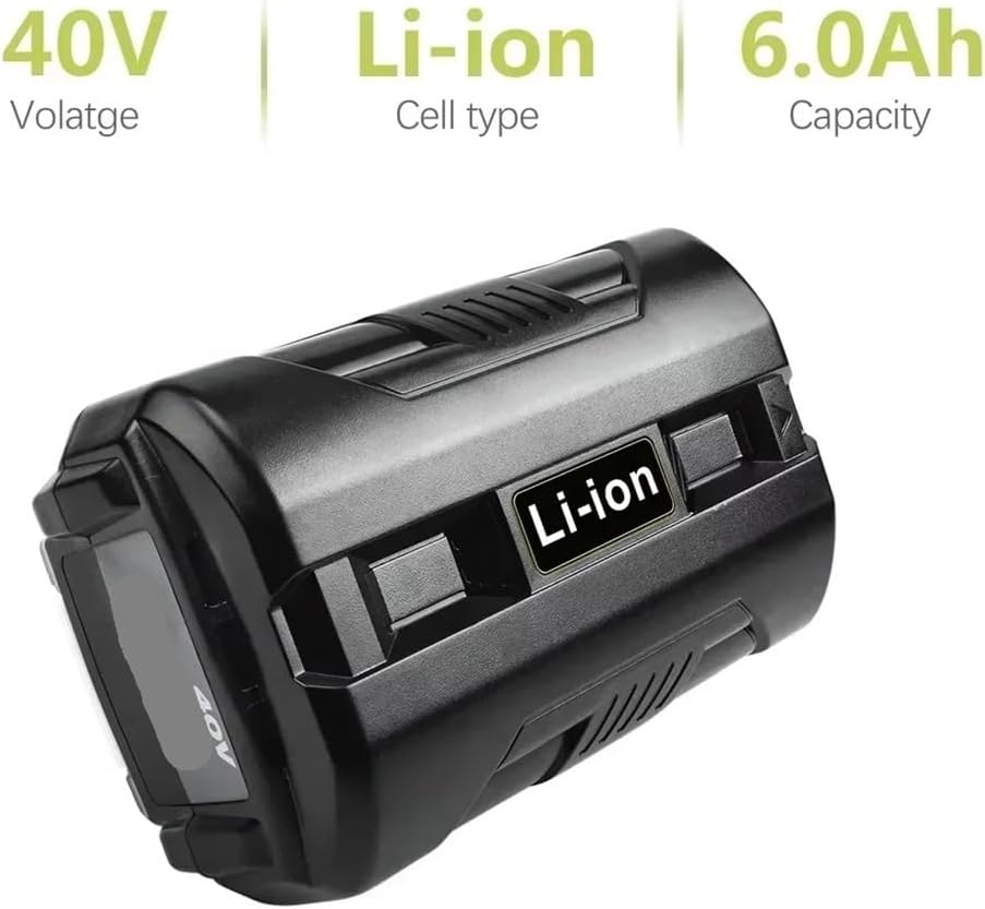6.0Ah 40V Compatible For Ryobi RY40502 RY40200 40V OP4050 OP4026 OP40401Li-Ion Rechargeable Battery，(6000mAh)